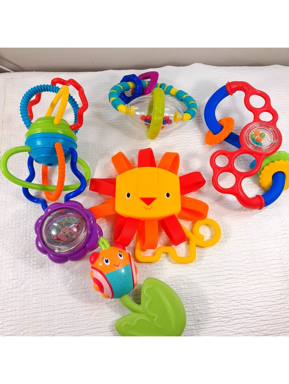 Oball & Bright Starts baby rattle toy set Lion Clickity Twist Flex Slide Ladybug
